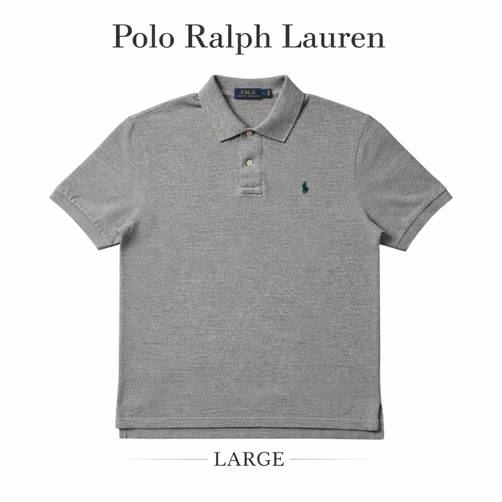 Polo Ralph Lauren Gray Polo Shirt Large Hunter Green Pony Logo